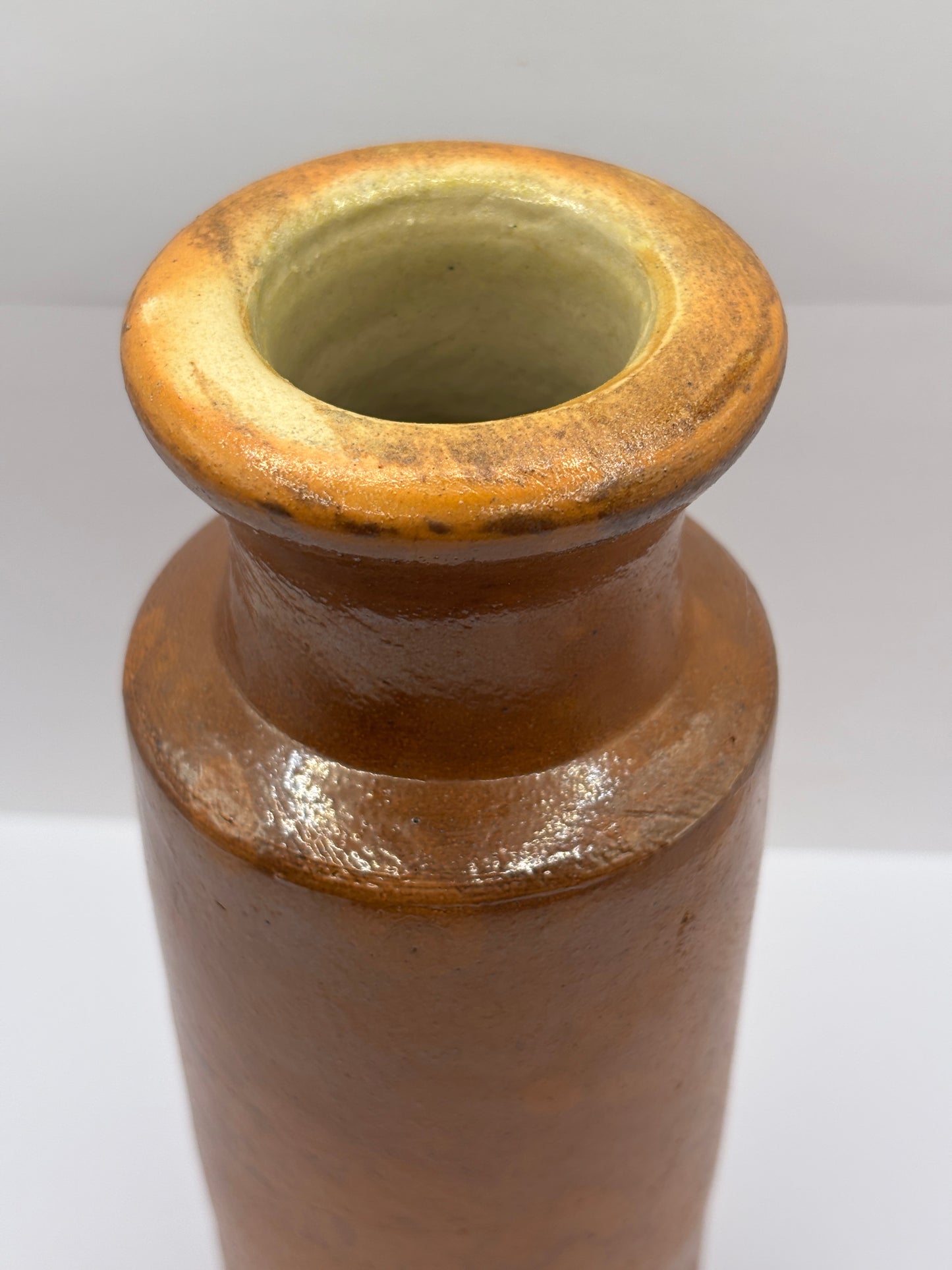 Old tall stoneware blacking pot
