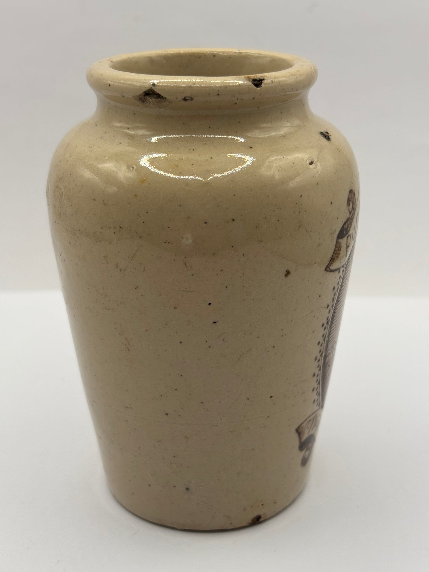Old advertising cream pot, pure fresh cream Stranraer. Serpia print