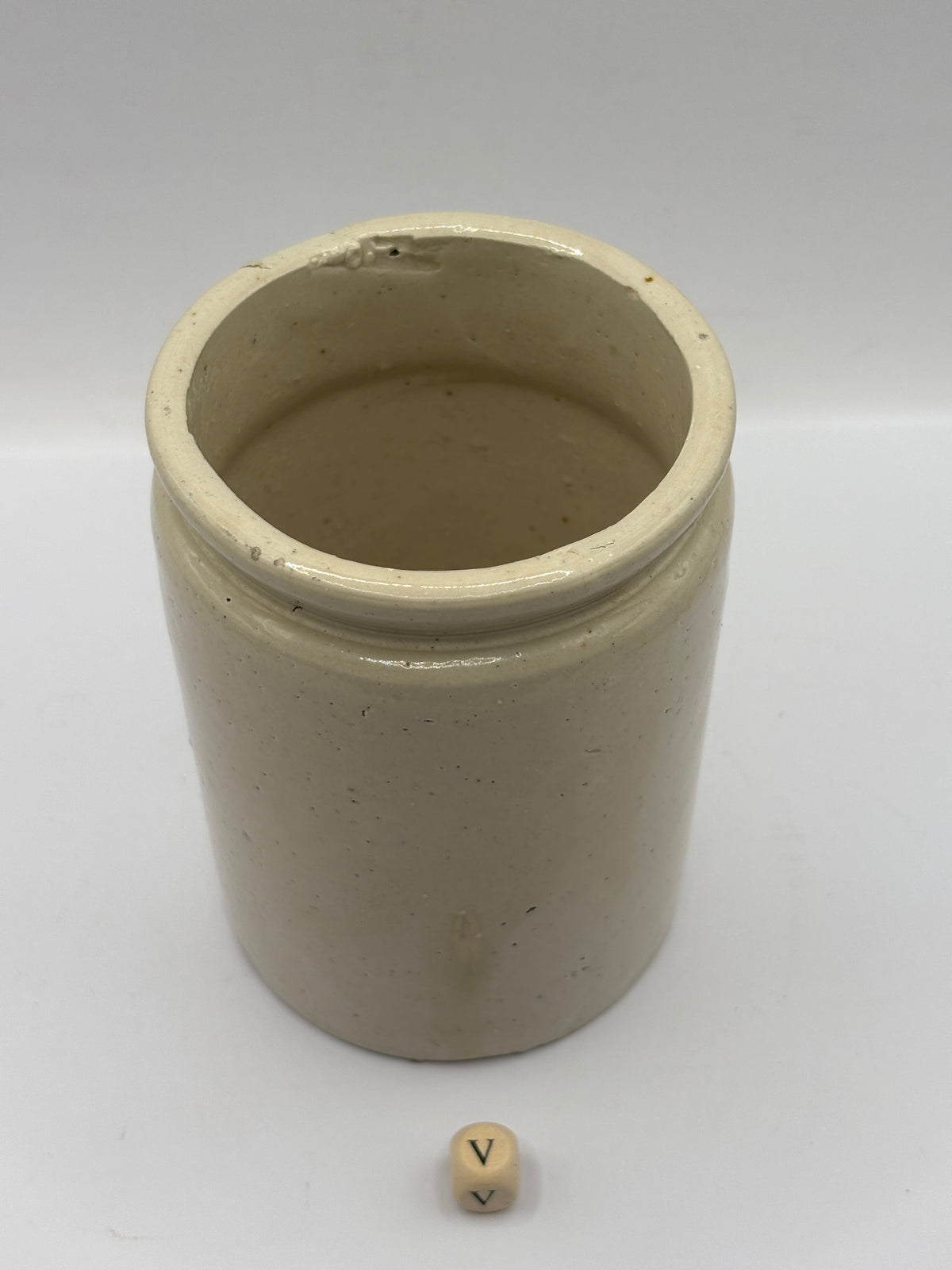 Old 1lb rolled top stoneware marmalade jar (v)