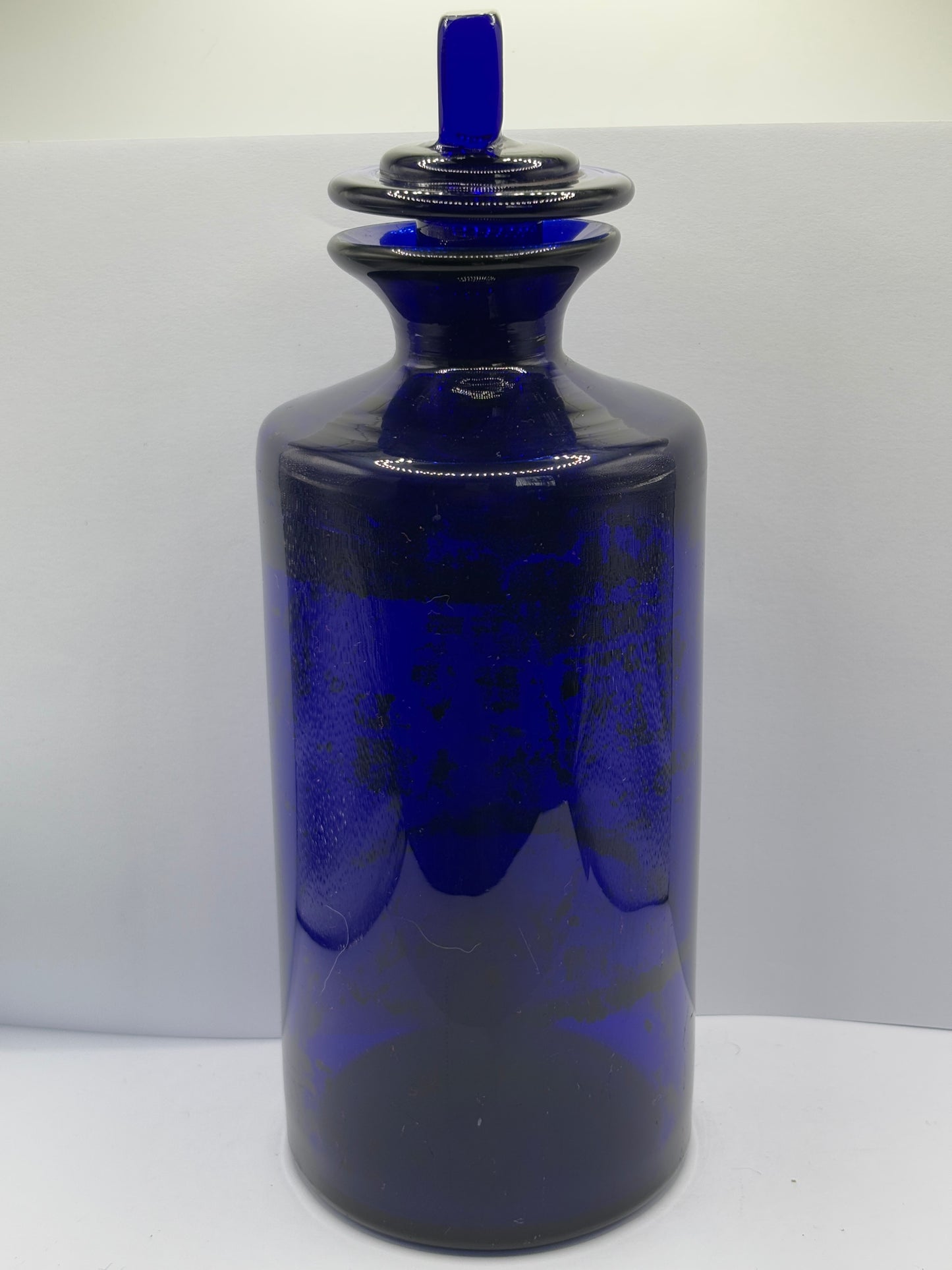 Old blue glass chemist jar, chemist round. Pharmacy