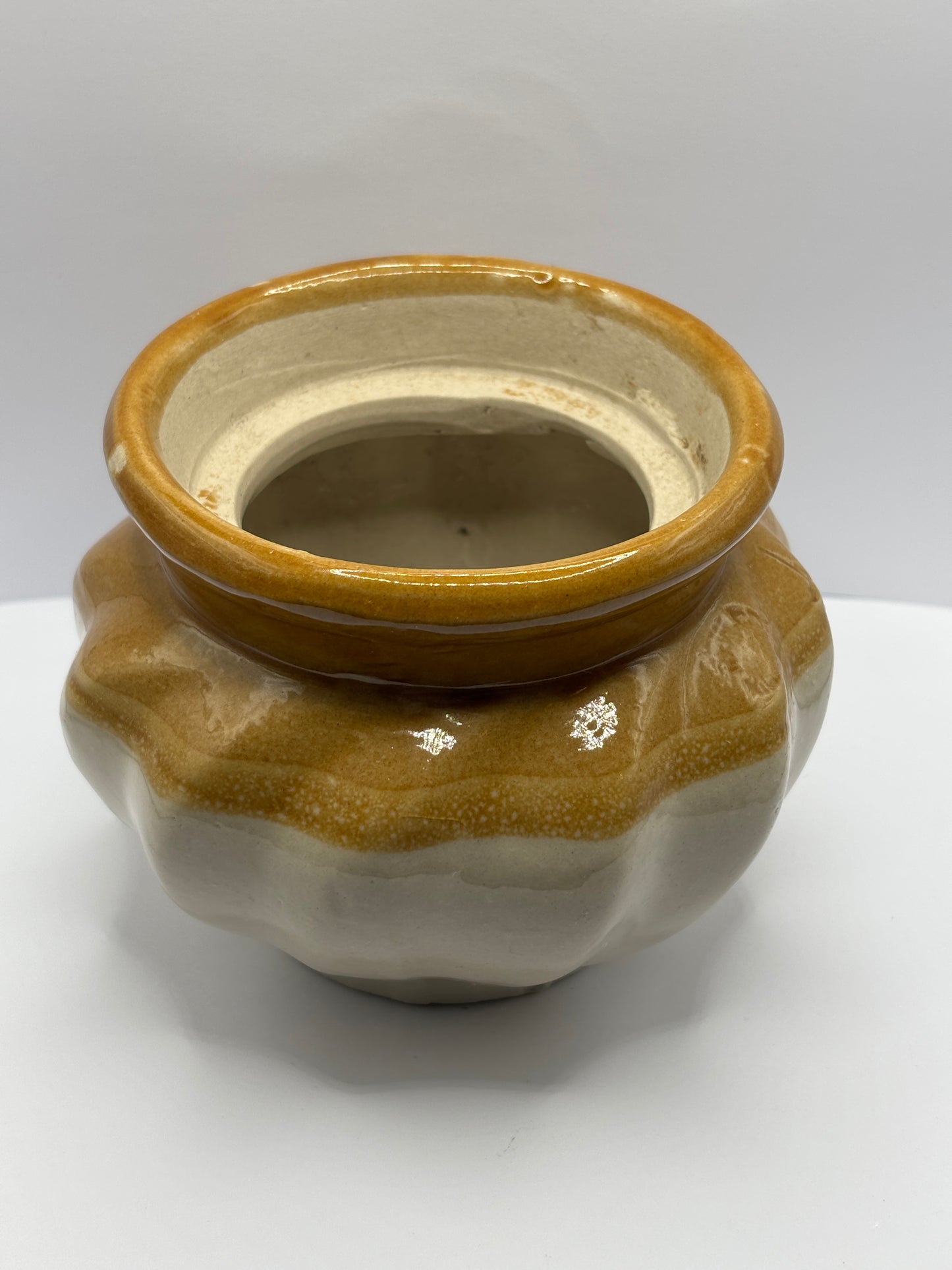 Old unusual shaped stoneware pantry pot, storage jar