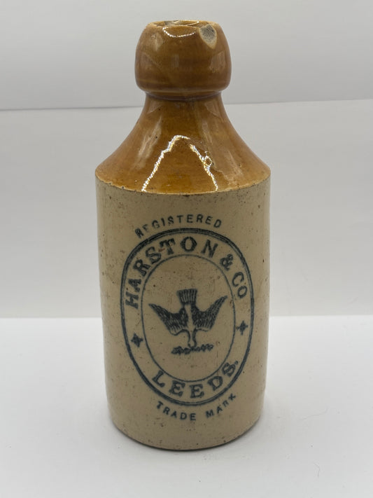 Old stoneware ginger beer bottle, Harston & Co, Leeds