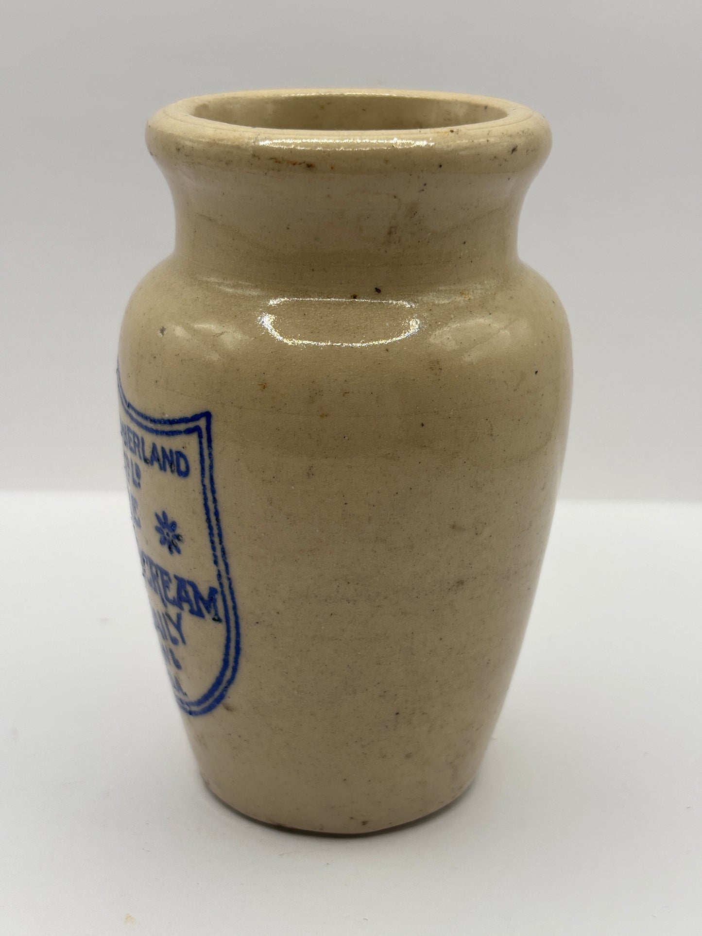 Old advertising cream pot, Carricks pure thick cream. Thick print
