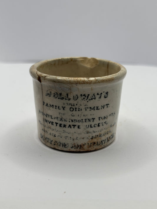 Old early Holloways advertising ointment pot