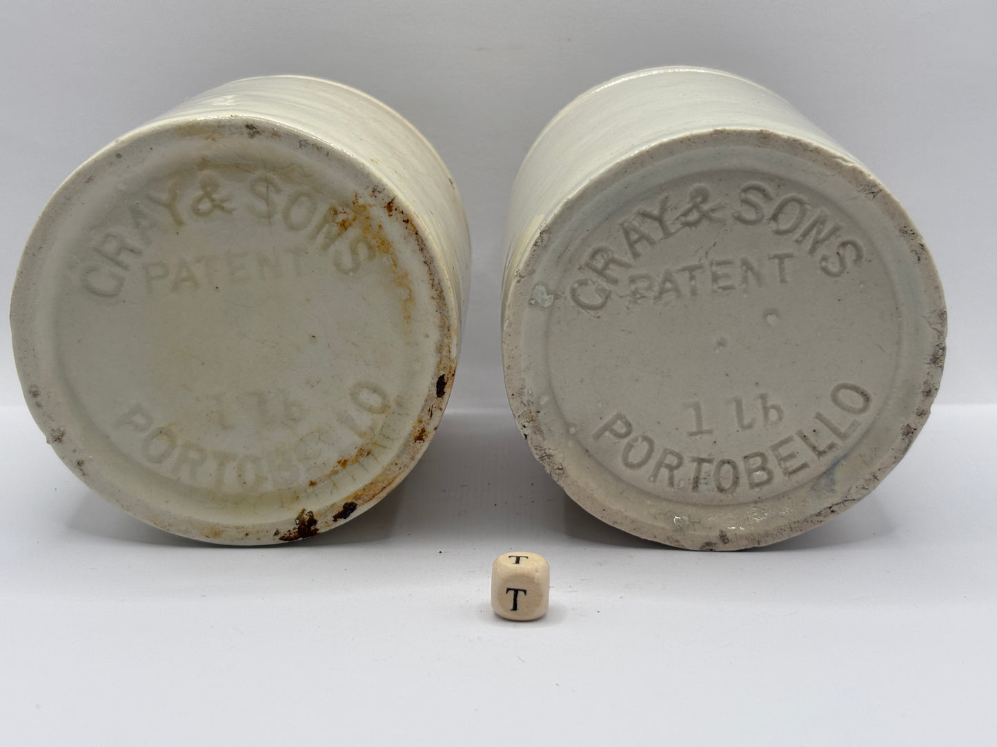 2 Old stoneware marmalade jars, Gray & sons 1lb (T)