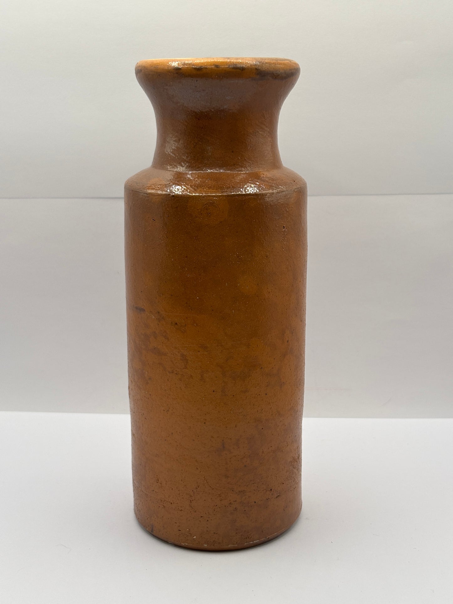 Old tall stoneware blacking pot
