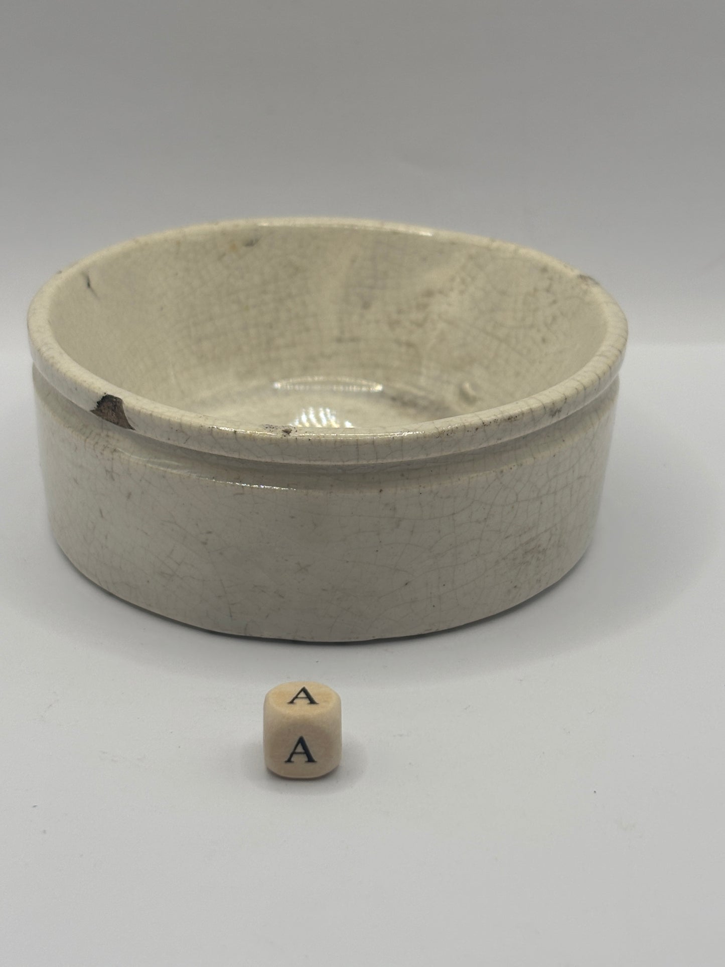 Old plain stoneware meat paste pot, potted meat (a)