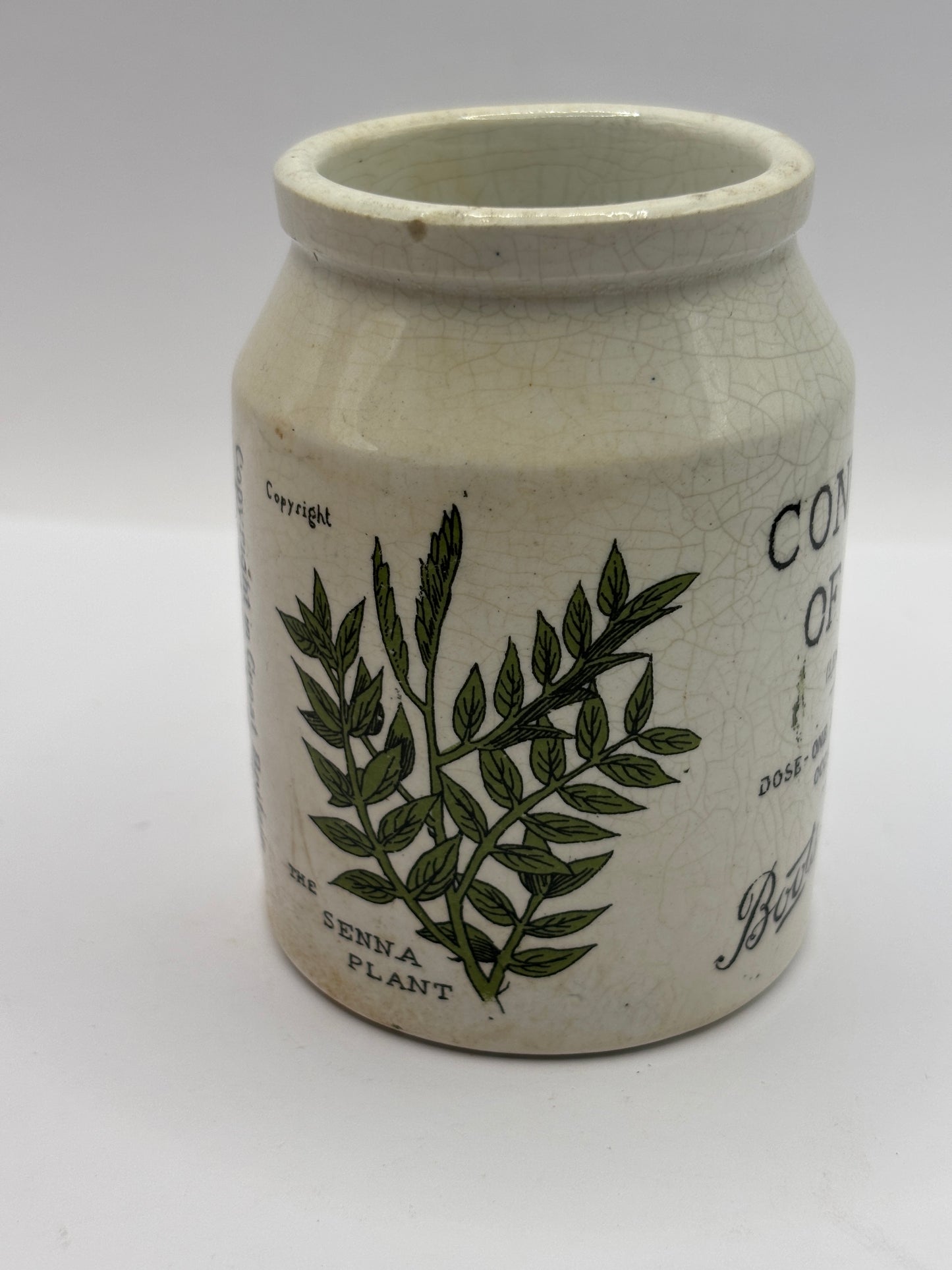 Old advertising jar, Boots confection of senna