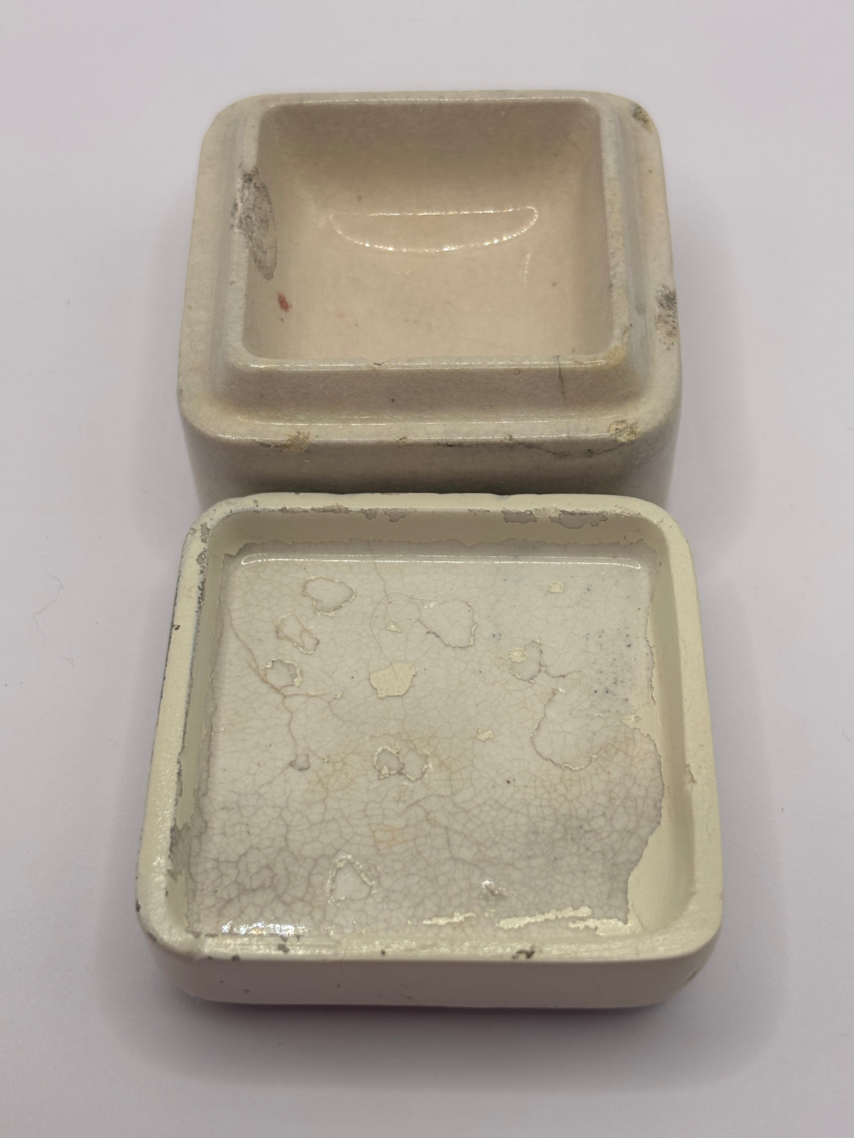 Old advertising lid and base. Whitehouses drug stores bearwood “toothpaste” repaired