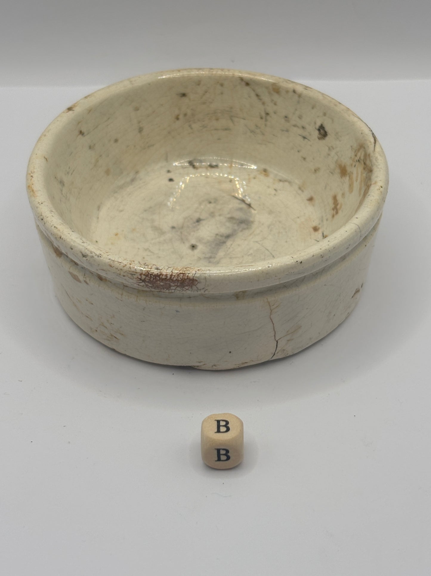 Old plain stoneware meat paste pot, potted meat (B)