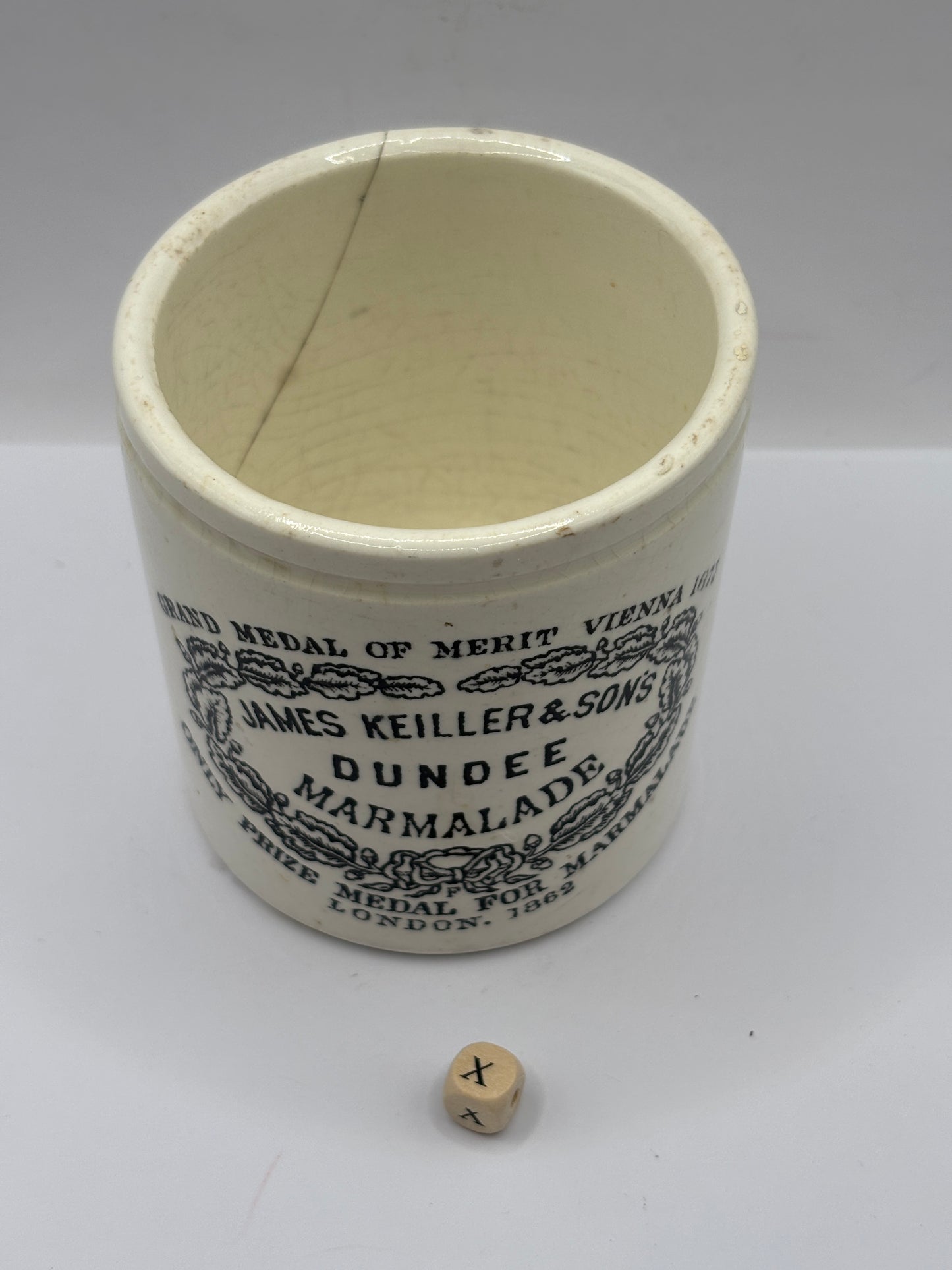 Old 1lb James Keiller Dundee marmalade jar (x)