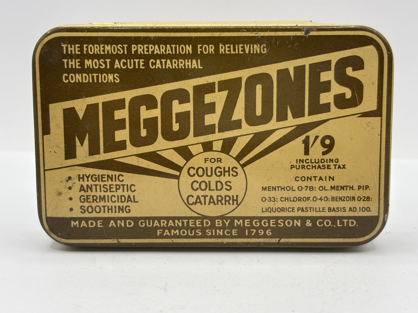 Old advertising tin, Meggezones