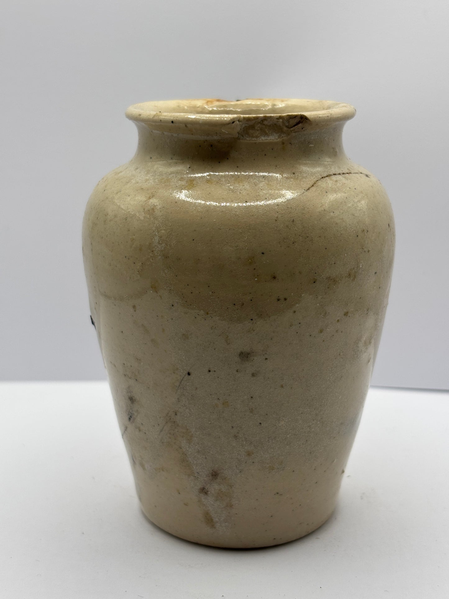 Old Stranraer rich preserved cream pot, milk maid. Serpia print, damaged