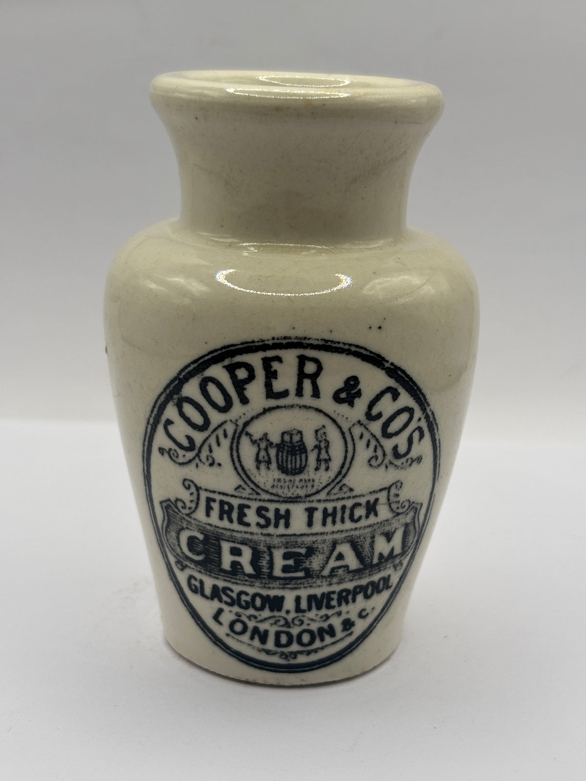 Old advertising cream pot, Coopers fresh thick cream