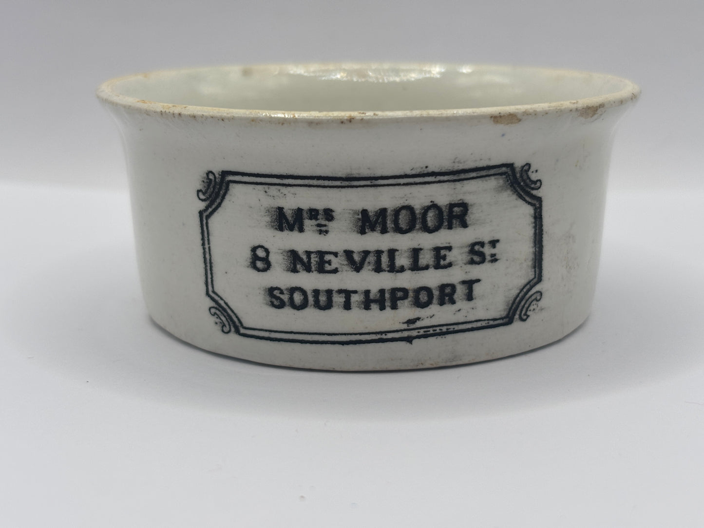 Old Mrs moors advertising meat paste pot