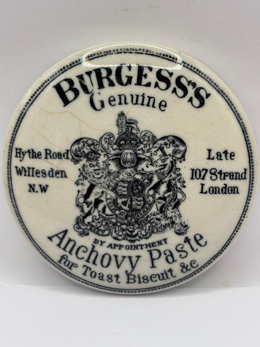 old advertising lid, Burgess’s anchovy paste