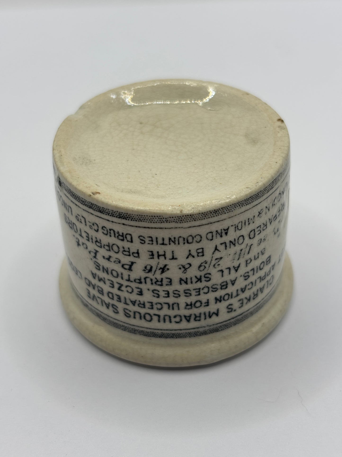 Old advertising ointment pot, clarkes miraculous salve ointment