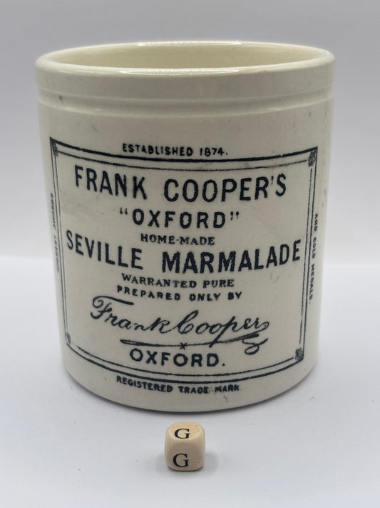 Old 1lb Frank Cooper marmalade Jar with lid (G)