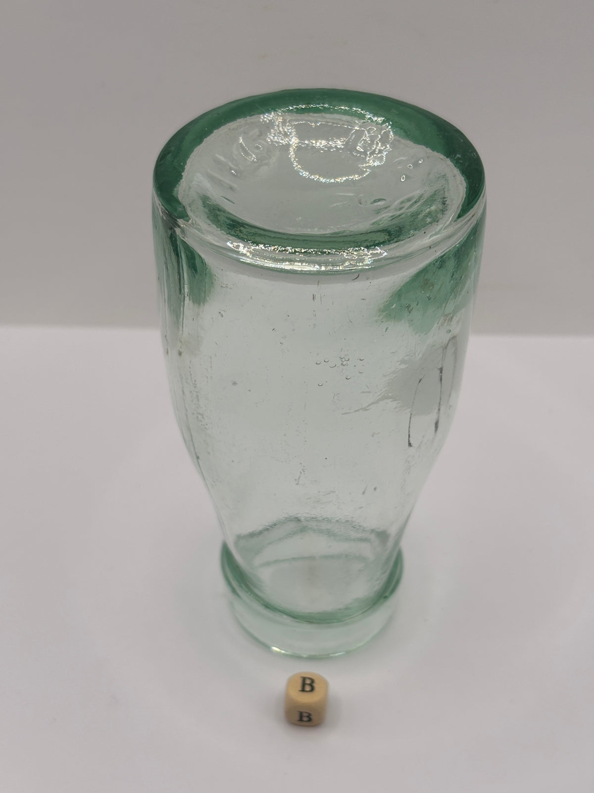 Old aqua glass pickle jar (B)