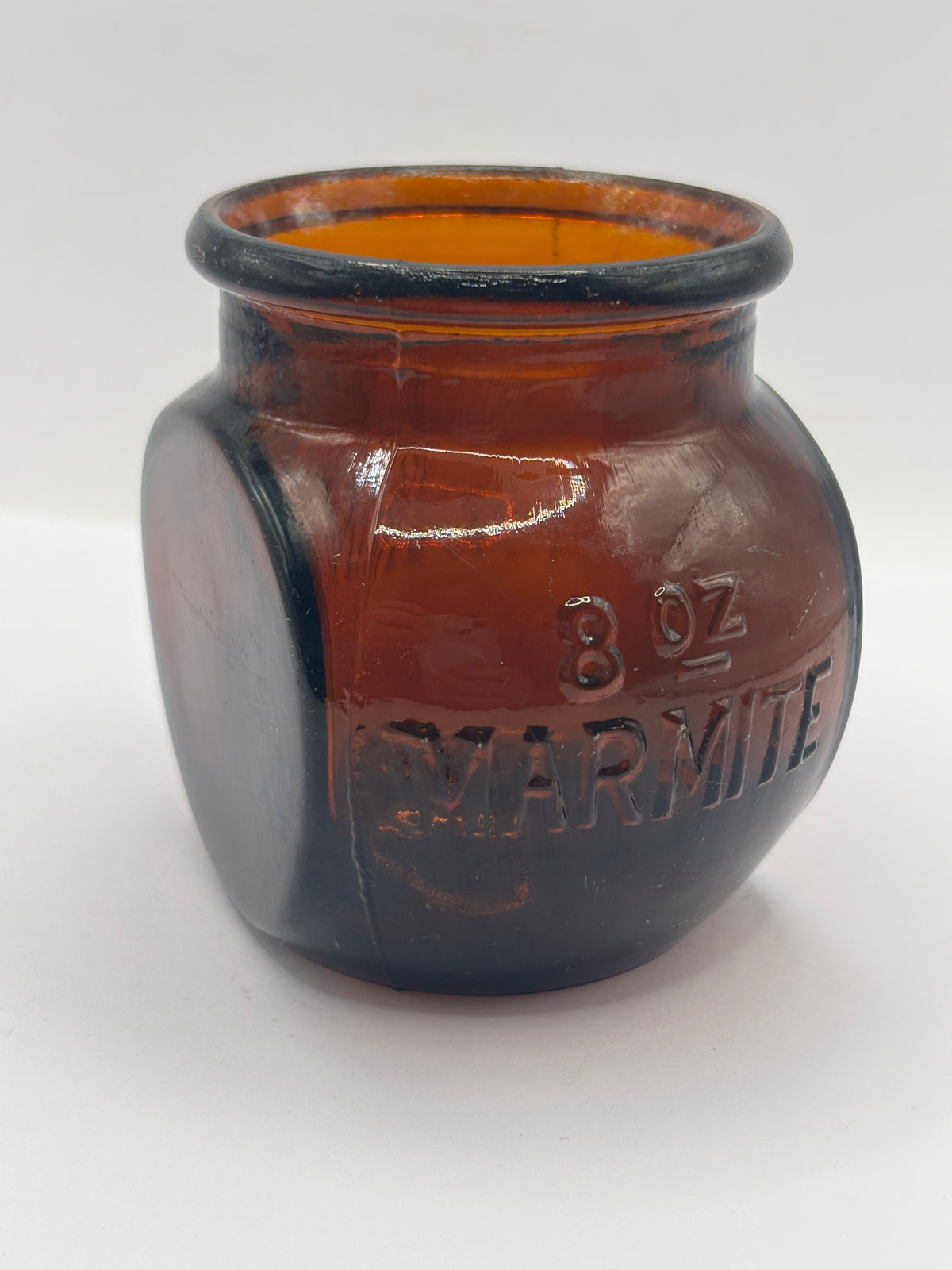Old 8oz amber glass advertising marmite bottle