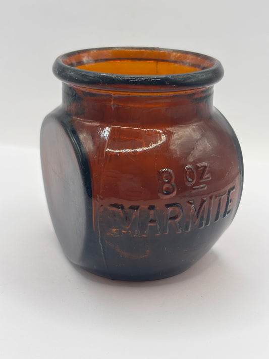 Old 8oz amber glass advertising marmite bottle
