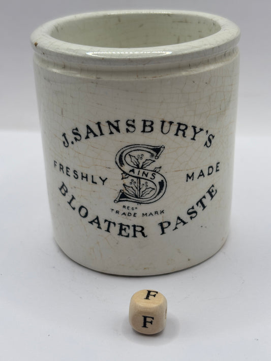 Old sainsburys advertising pot, Bloater paste (f)