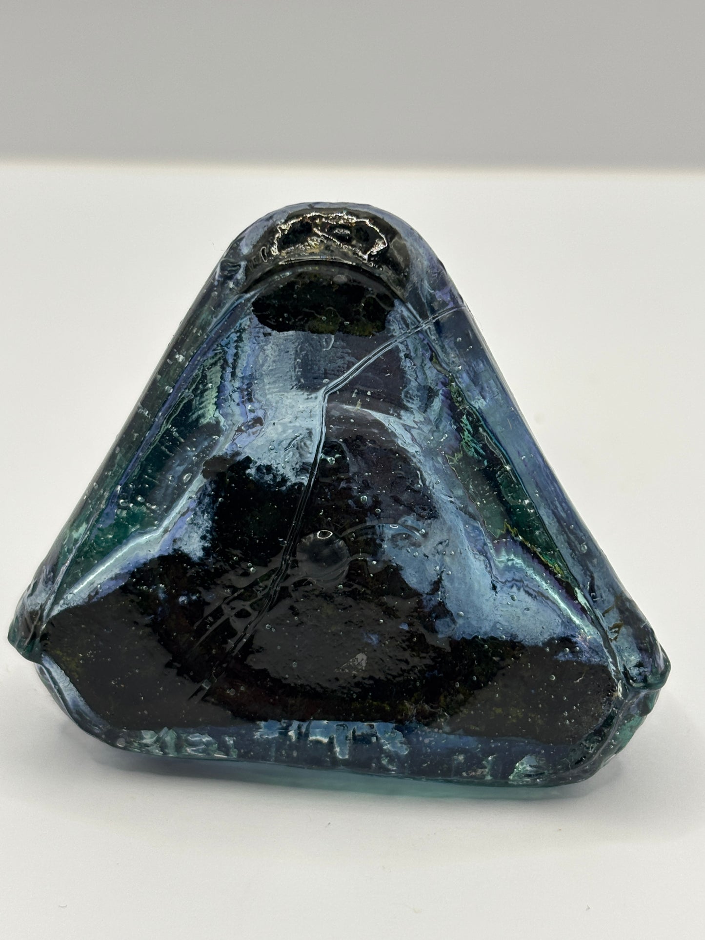 Old aqua glass Derby all british ink, ink bottle, inkwell with origin wax seal