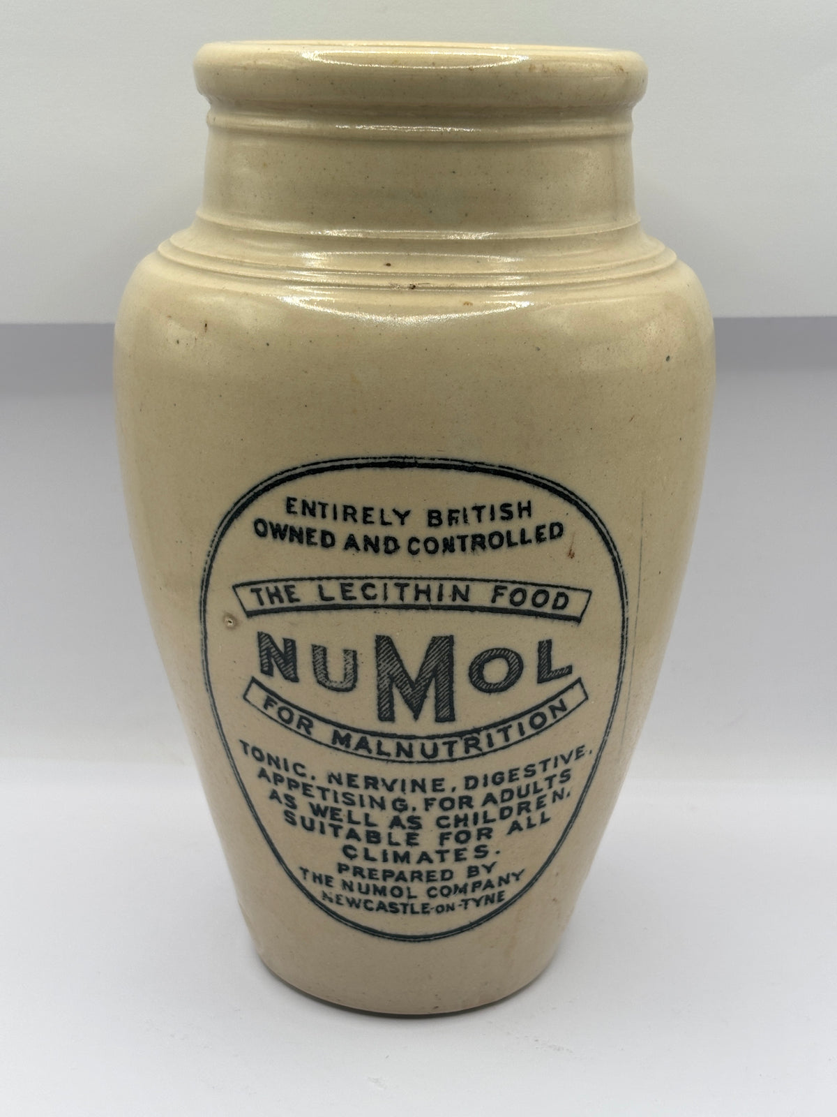 Old scarce XL advertising numol jar, 7.5inch