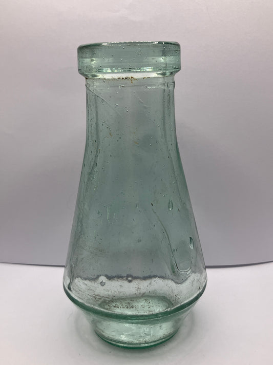 Aqua glass jar, mustard?