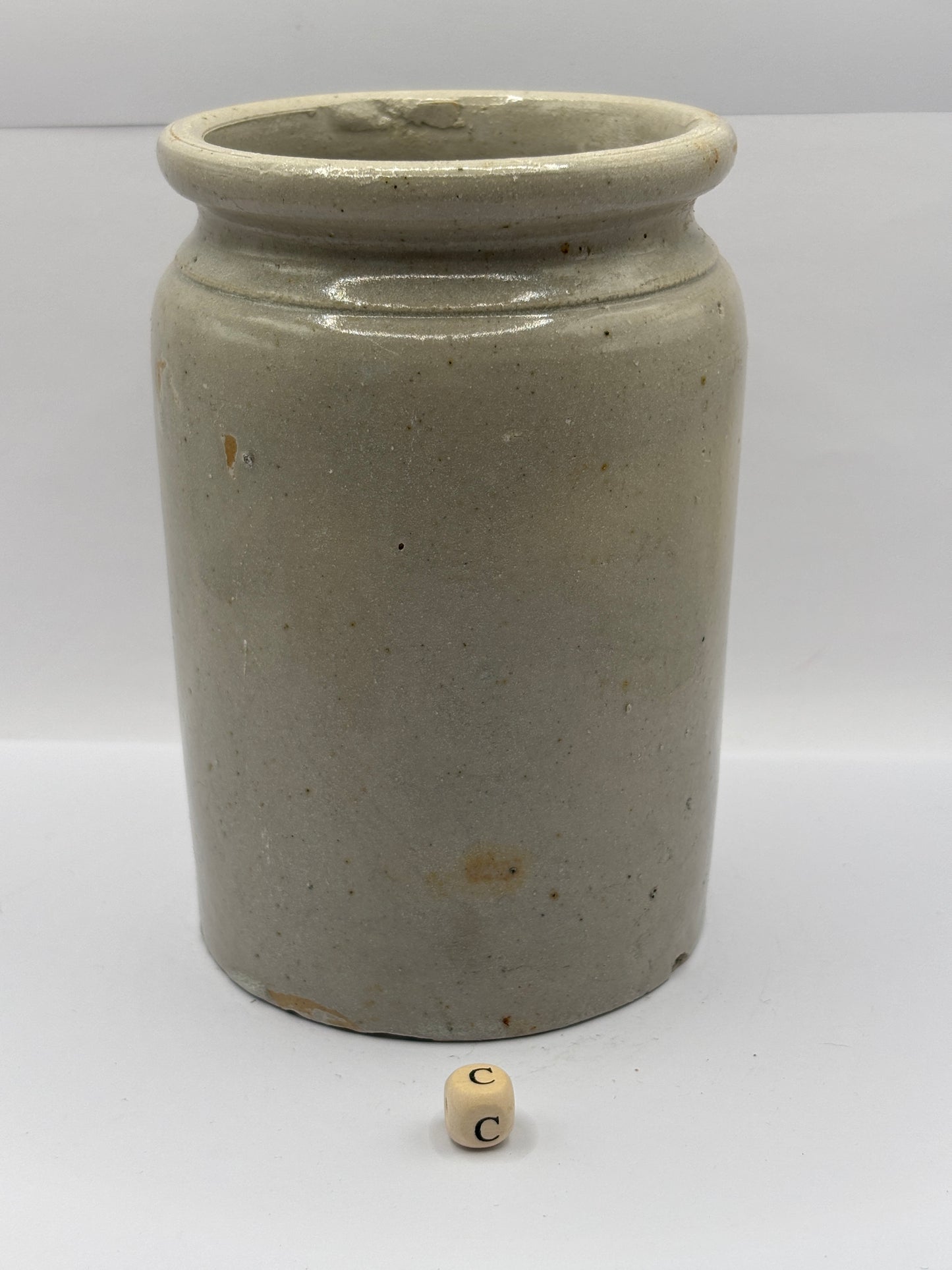 Old 2lb rolled top stoneware jam & marmalade pot (c)
