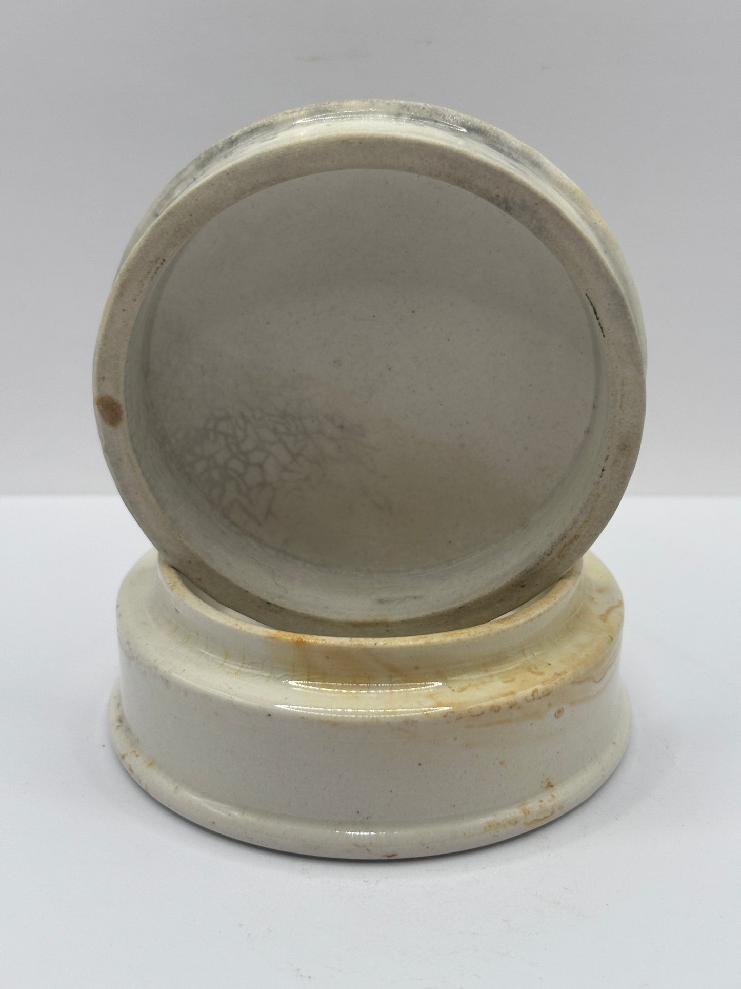 Old green print advertising lid and base, Almond shaving cream