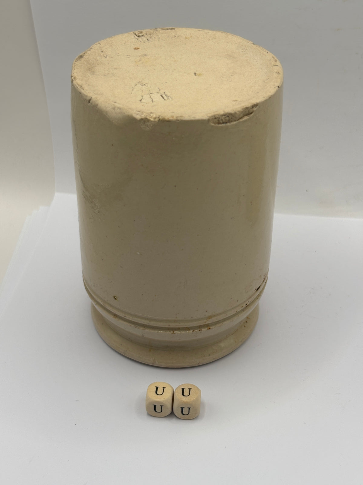 Old 1lb rolled top stoneware jam pot (uu)