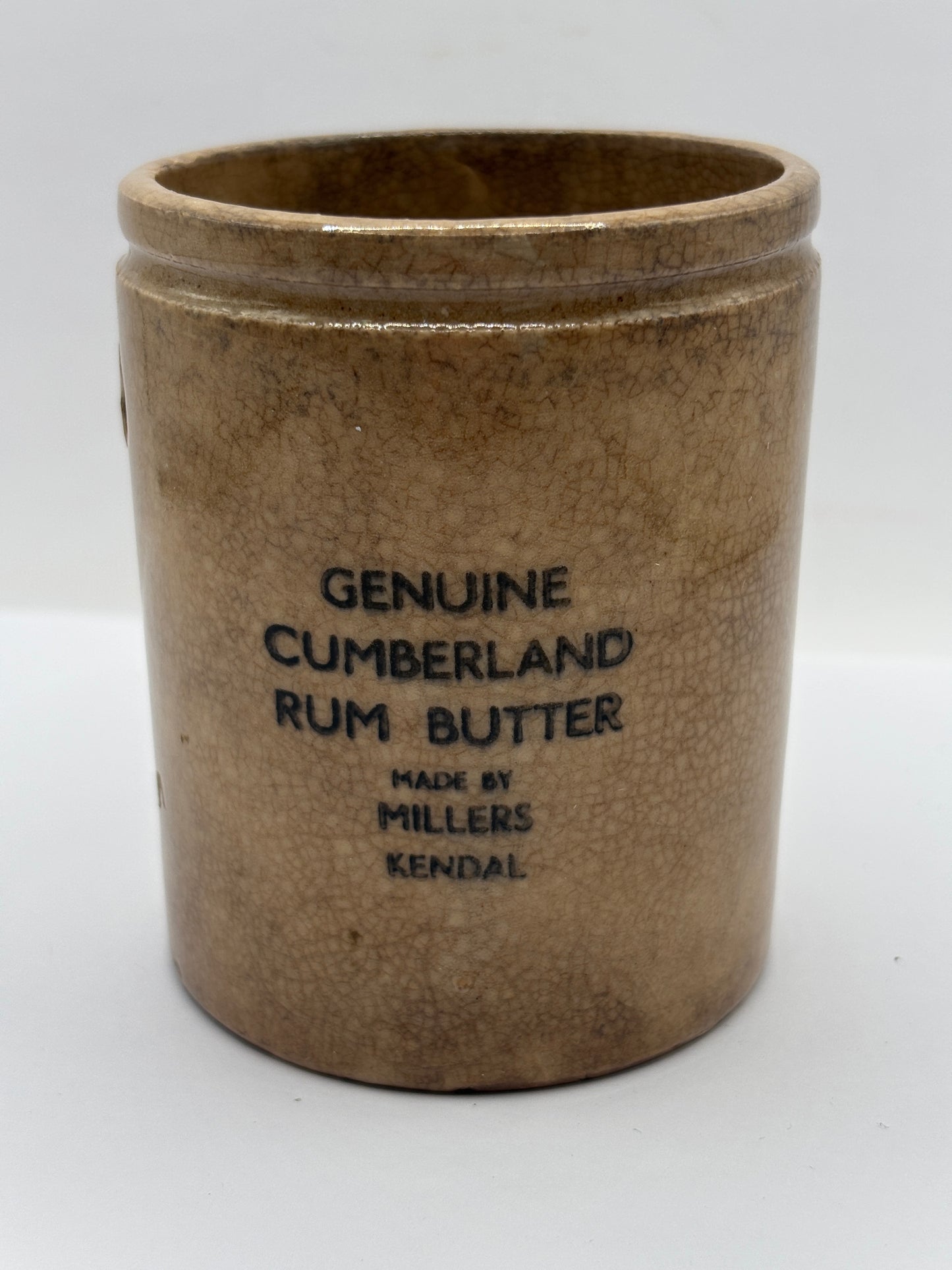 Old advertising jar, Cumberland rum butter.