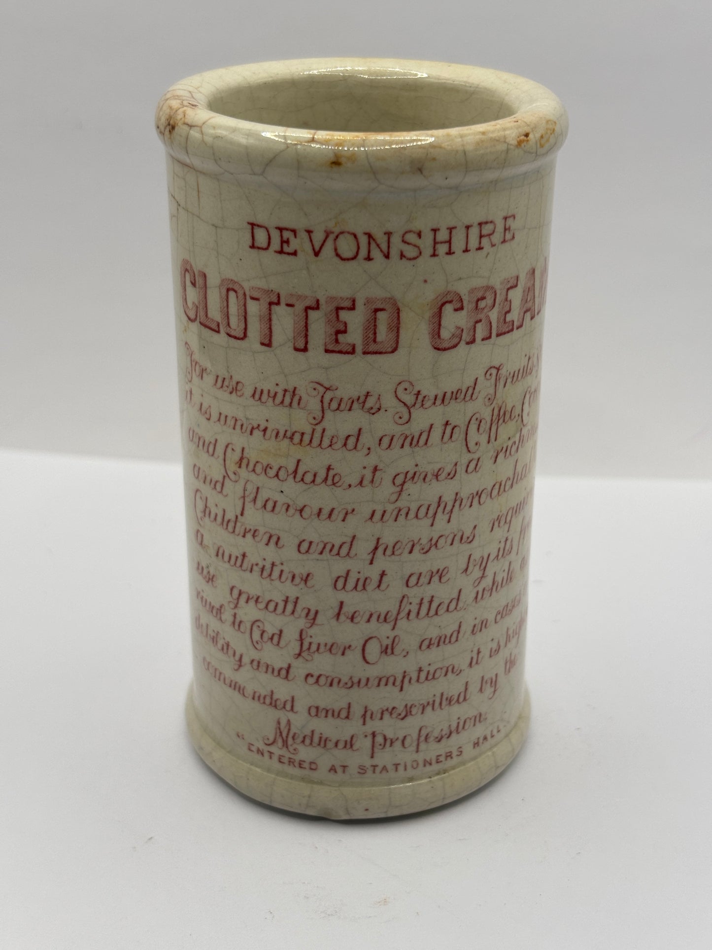 Old advertising Devonshire clotted cream pot, Horners