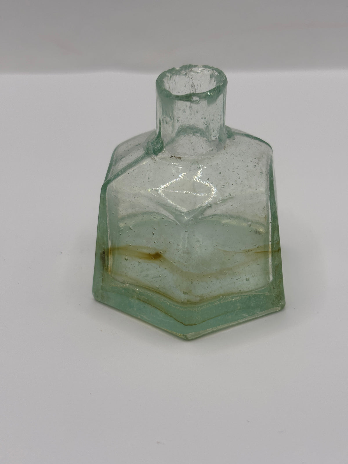 Old aqua glass umbrella ink, swirly glass