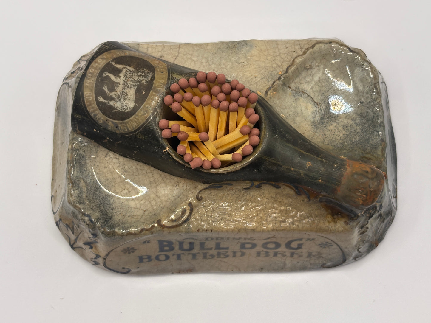 Old advertising match holder, Bulldog bottled beer