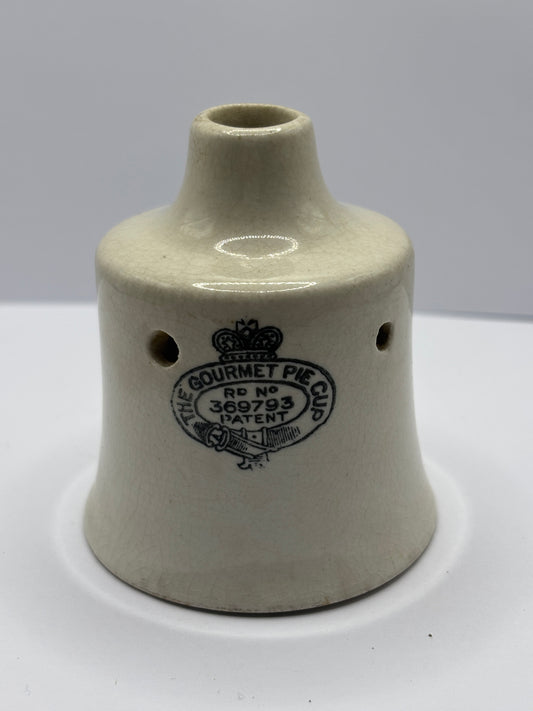 Old stoneware advertising gourmet pie cup