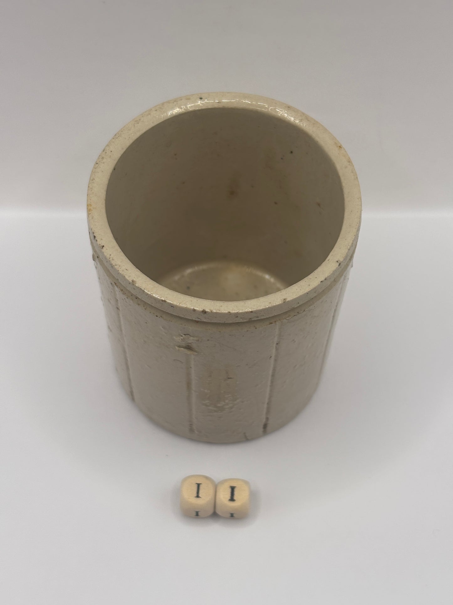 Old small ribbed advertising stoneware jam pot. Hartleys (ii)