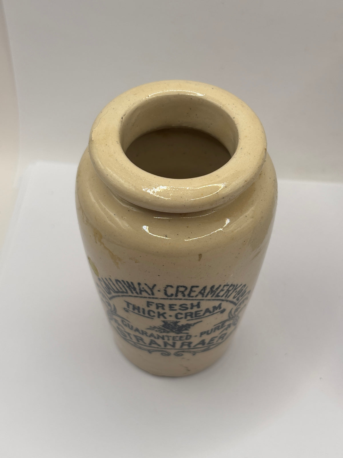 Old advertising cream pot, Galloway creamery Stranraer