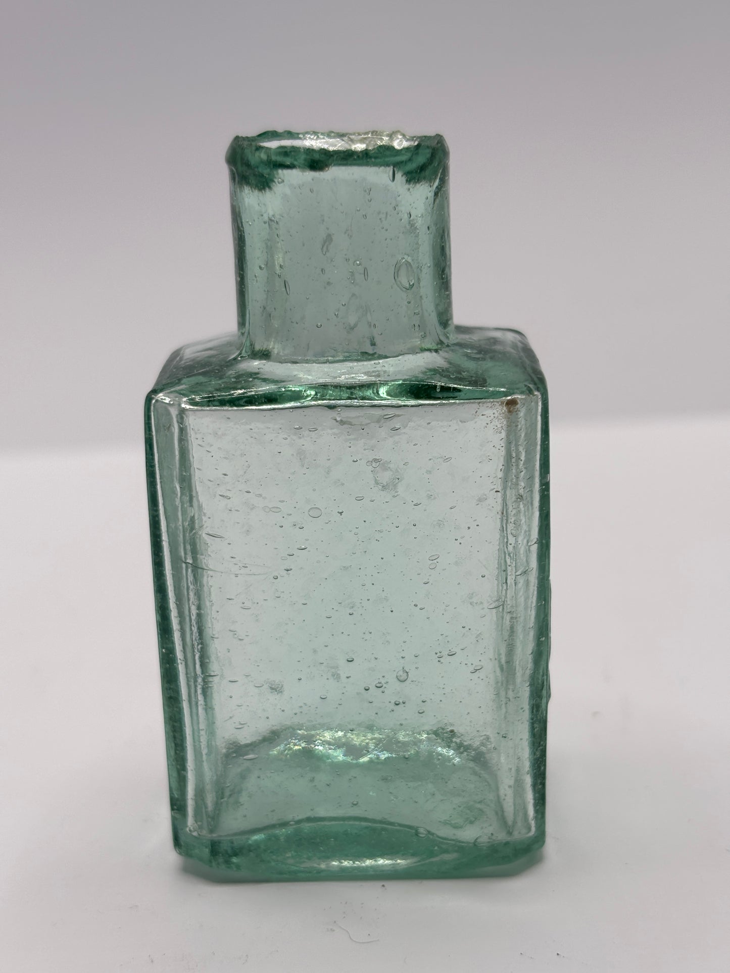 Old aqua glass Morrells ink, ink bottle, inkwell
