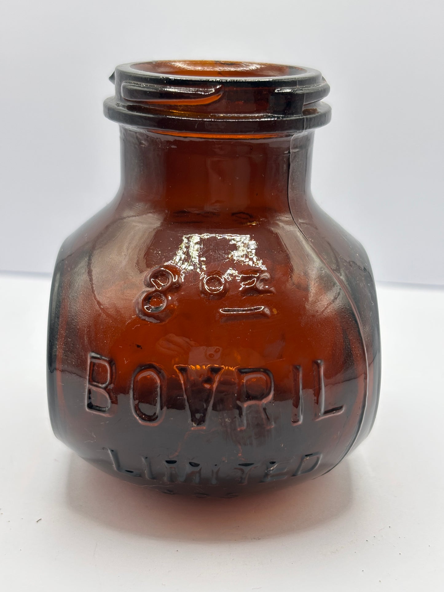 Old 8Oz amber glass Bovril jar