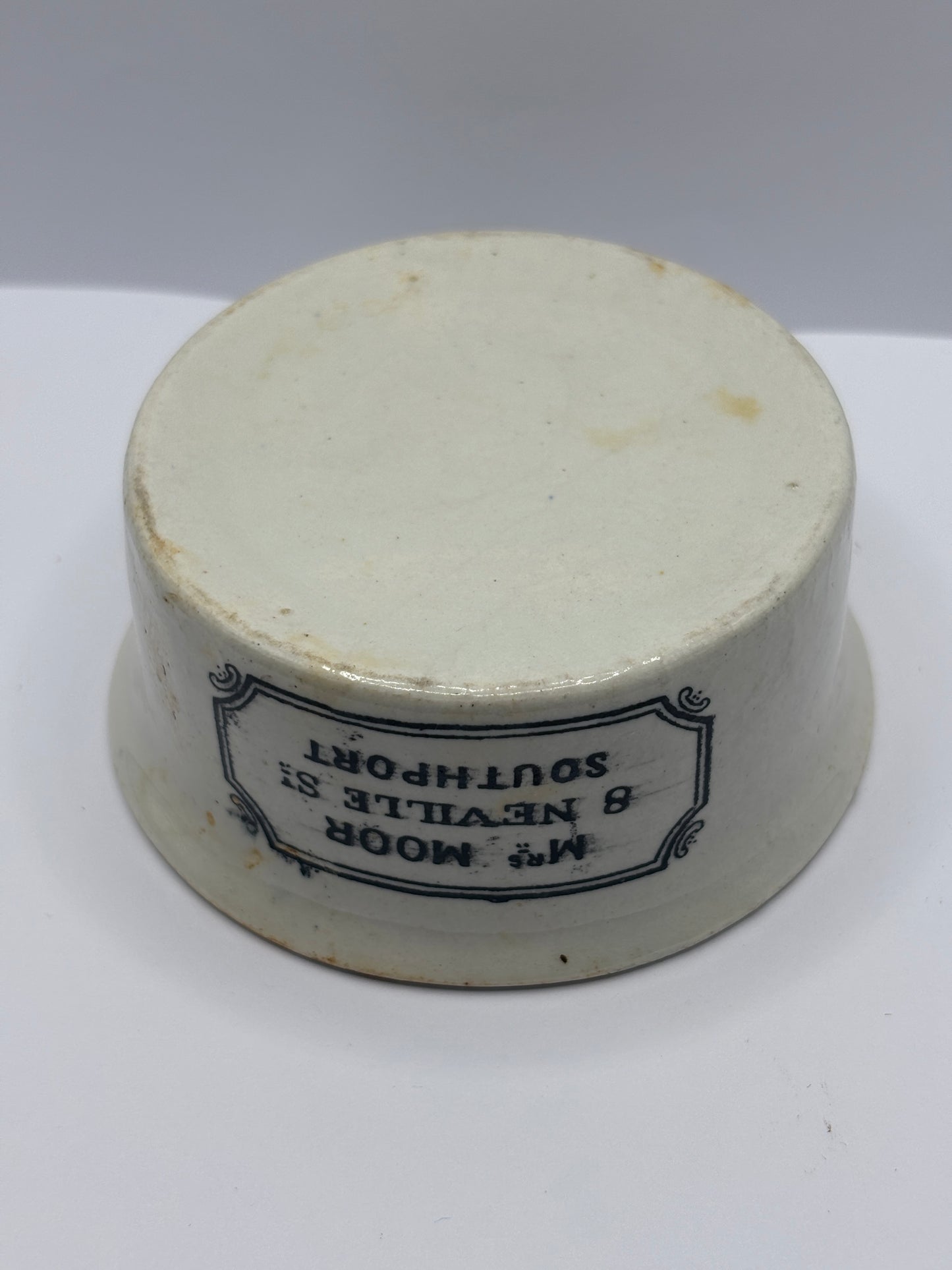 Old Mrs moors advertising meat paste pot