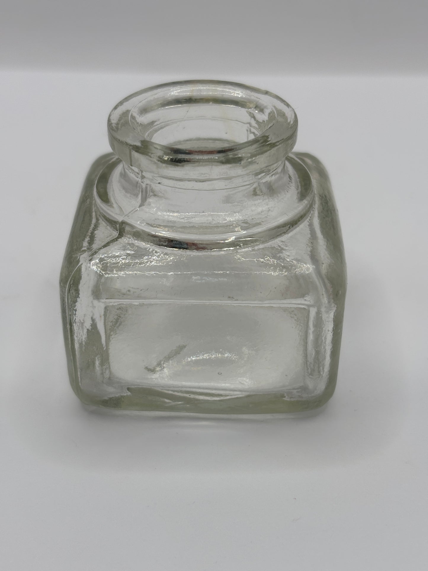 Old clear glass advertising inkwell, ink bottle. Fields ink