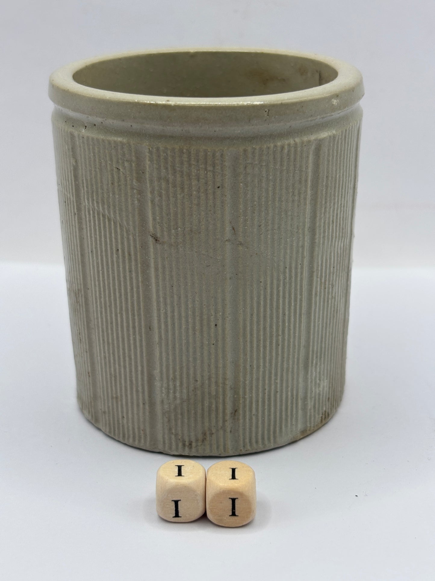 Old small ribbed stoneware jam pot (ii)