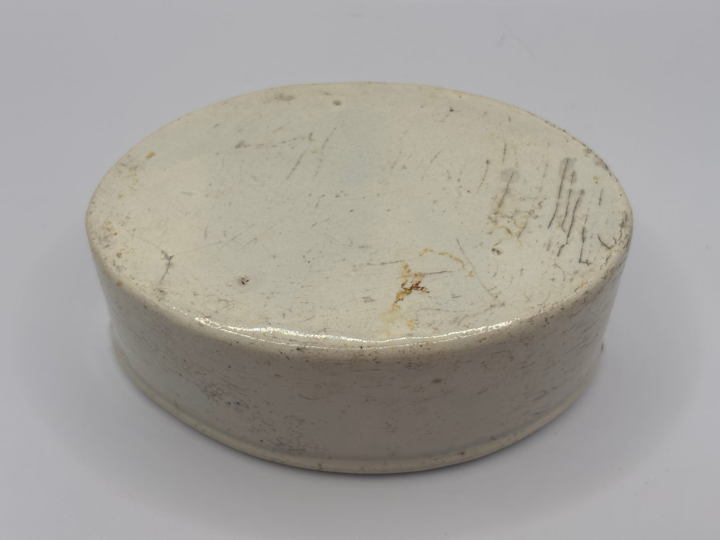 Old oval stoneware meat paste pot, potted meat