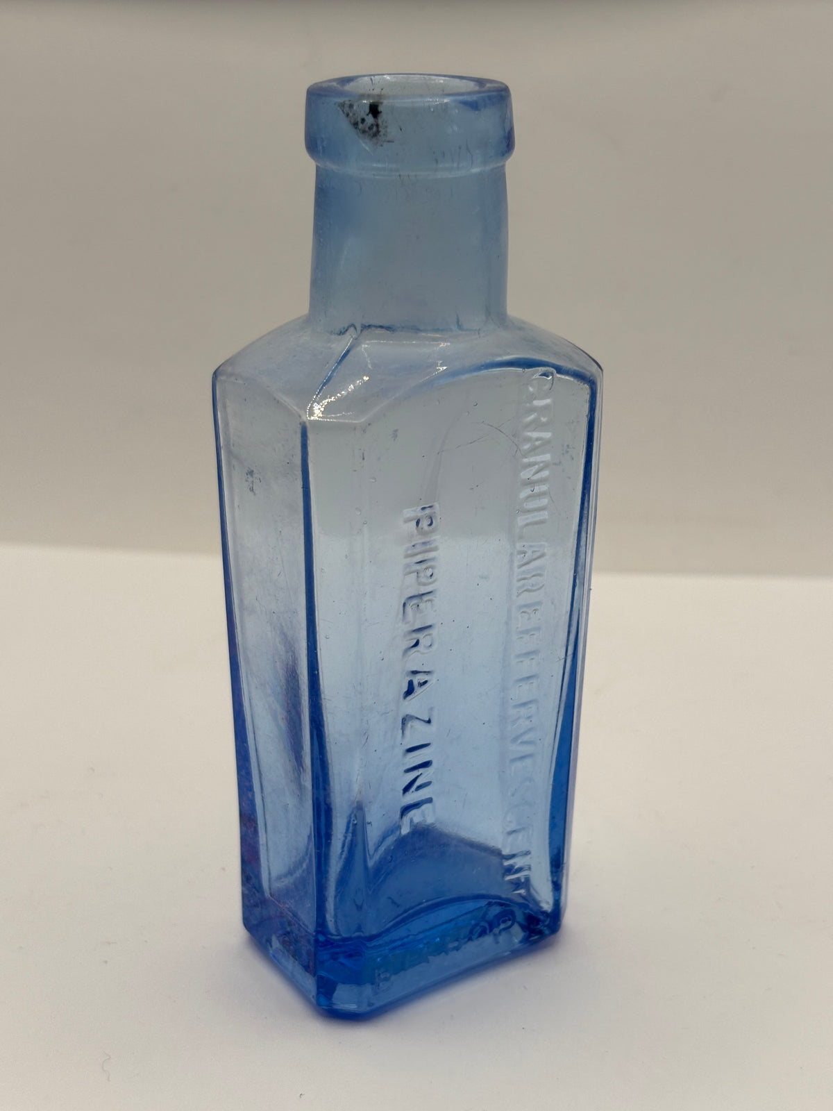 old blue bishops chemist bottle, Granular Effervescent piperazine