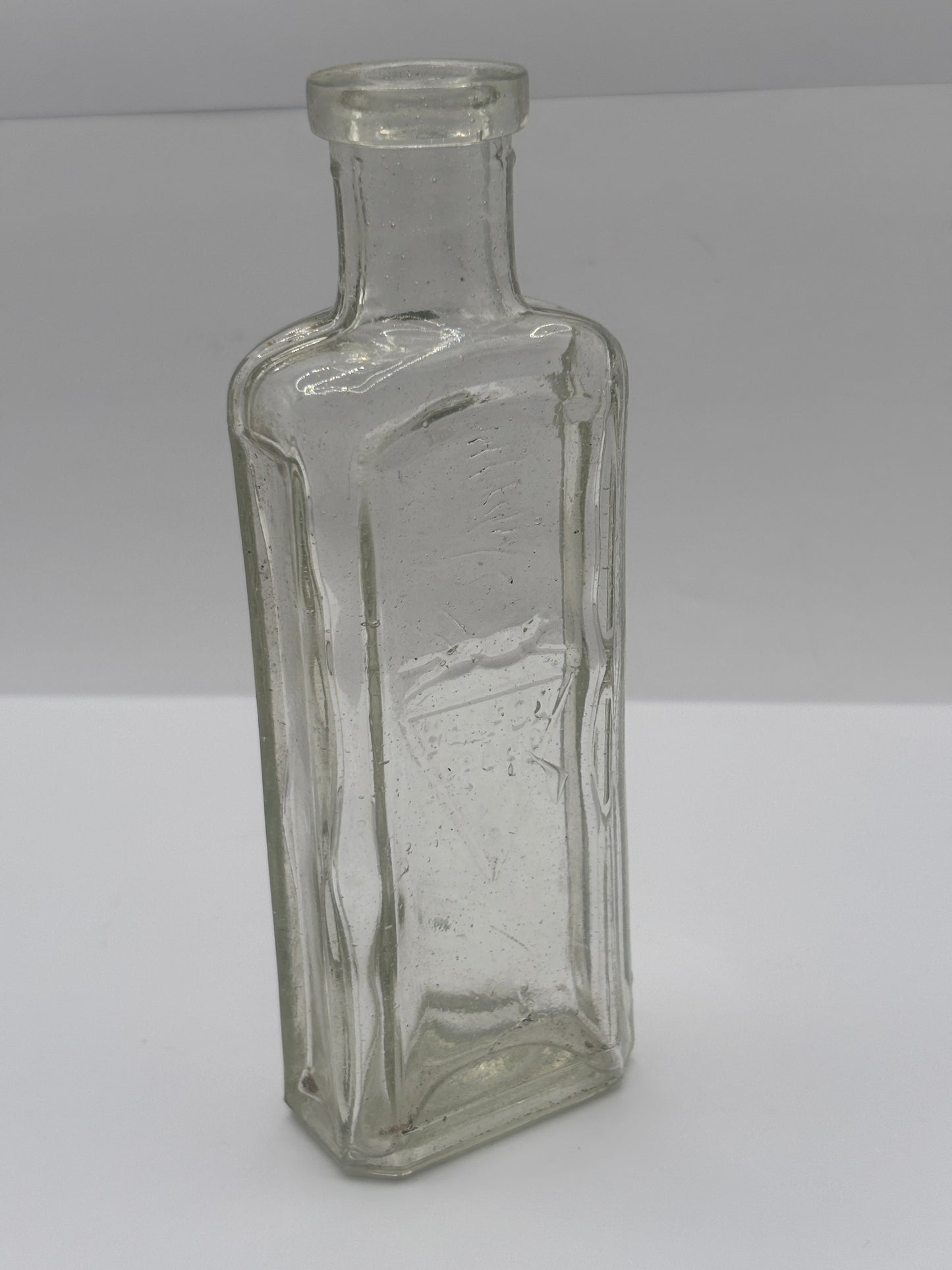 Old clear glass advertising chemist bottle, walfox brand