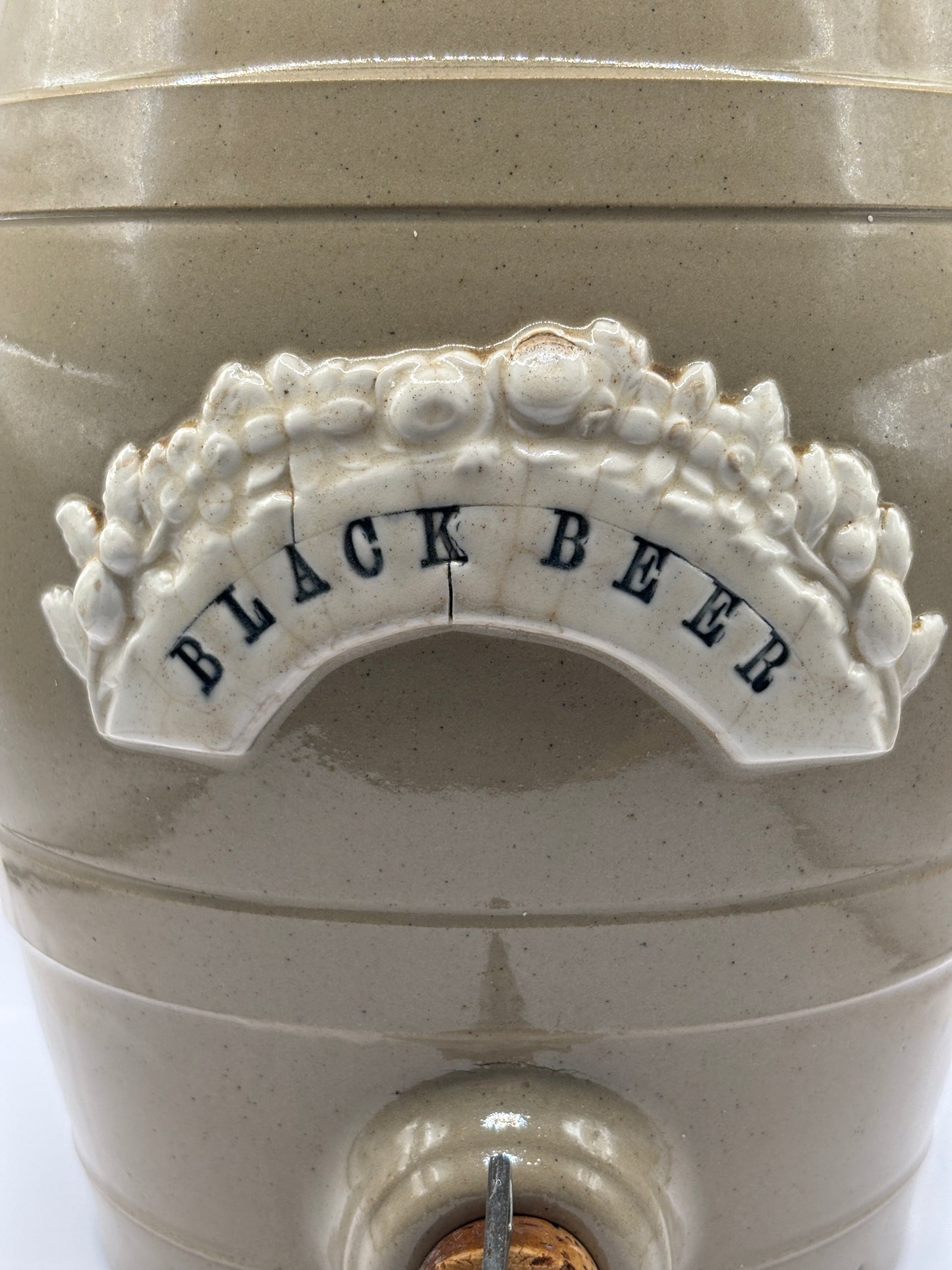 Old large slab seal Black Beer tap barrel