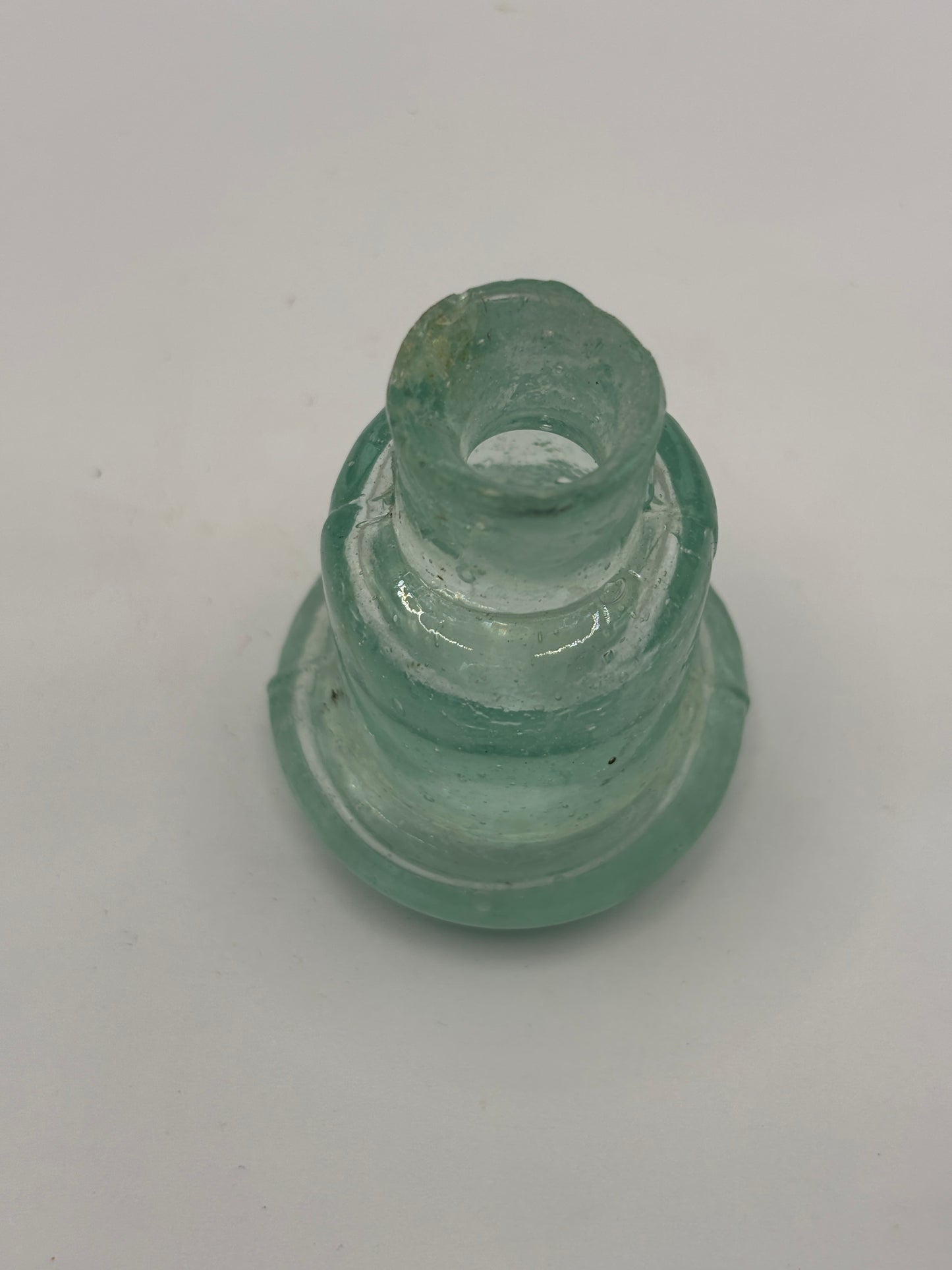 Old aqua glass inkwell, Bell ink