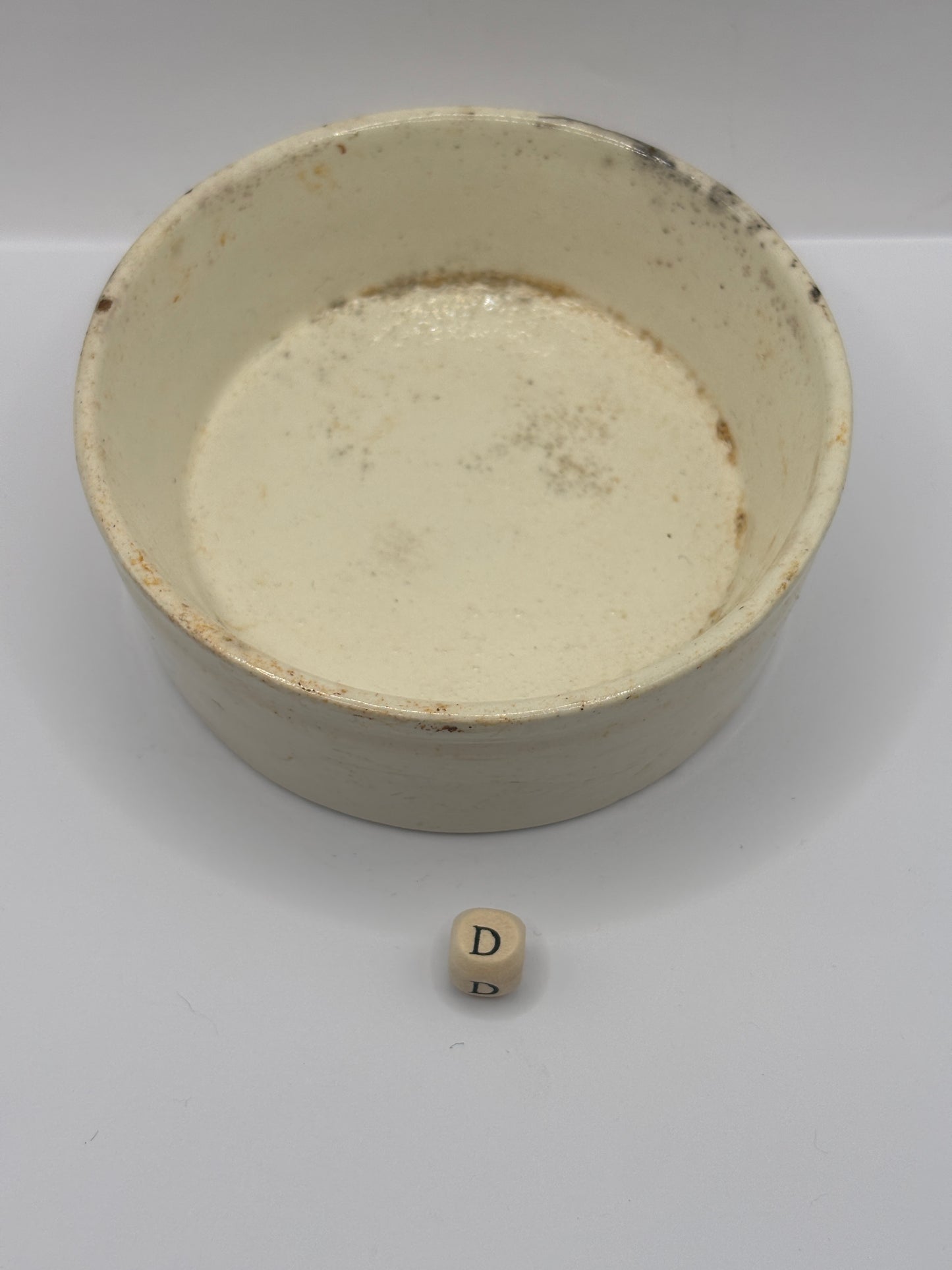 Old large plain stoneware meat paste pot, potted meat (D)